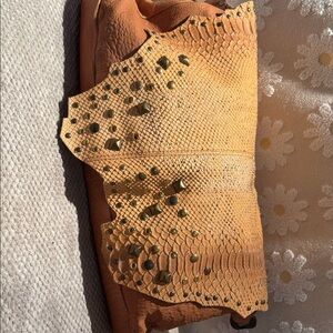 Vintage Studded Tan leather studded Shoulder Bag